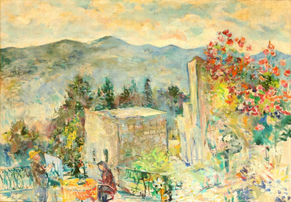 Later in life, with a renewed sense of spirit and hope, Labkovski represents Israel in full color and bloom.