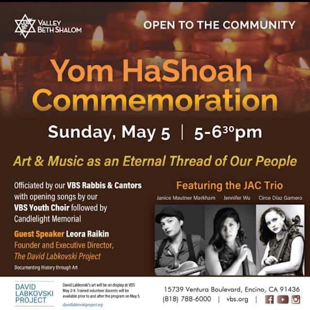 valley Beth shalom holocaust commemoration 2024 social post